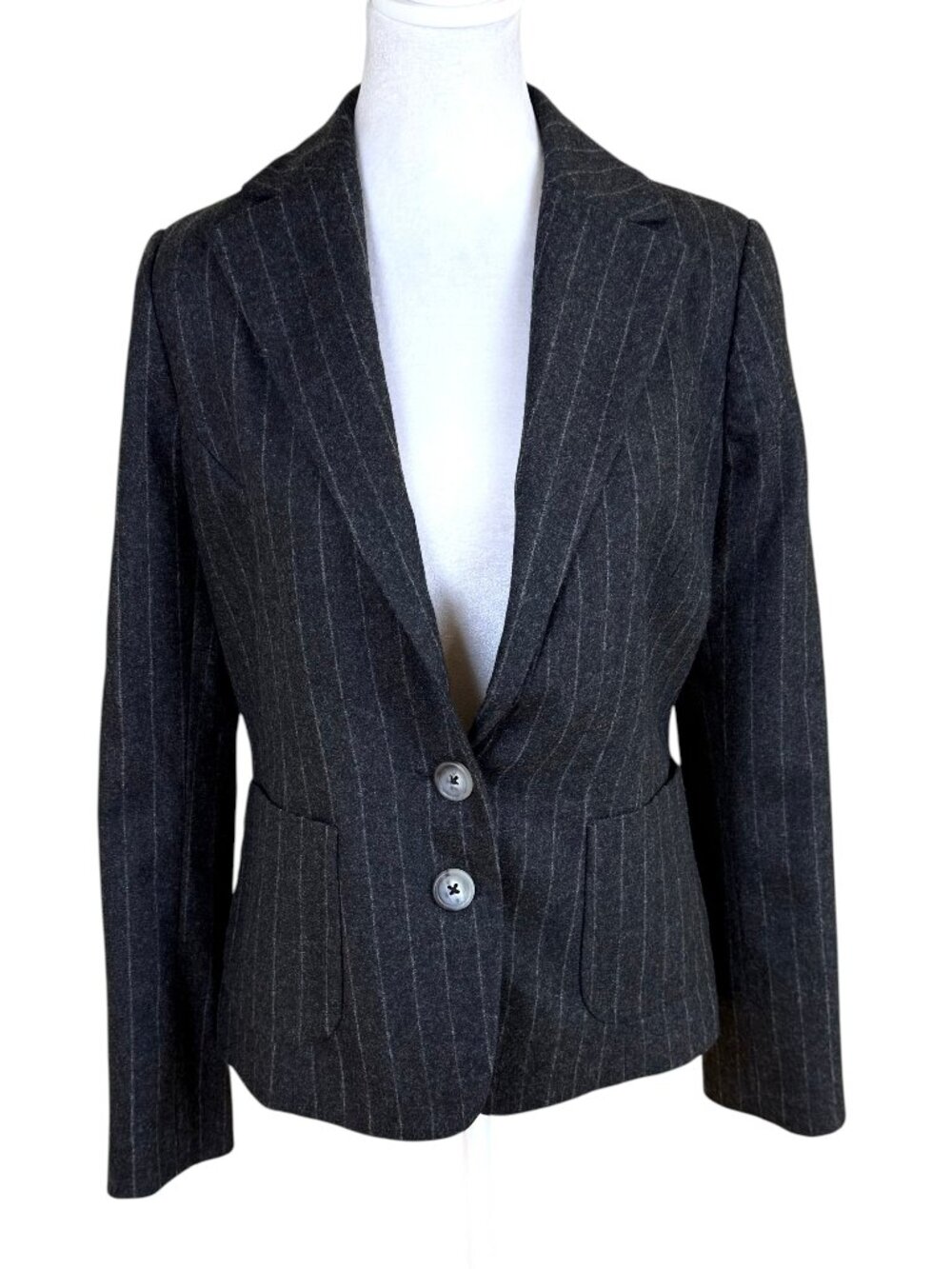 Banana Republic Blazer Wool Cashmere Charcoal Gray Pinstripe Tailored (6)